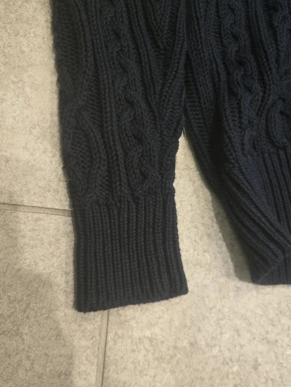 J Crew Men Medium Navy Blue Cable Knit Shawl Collar Pullover Sweater Cotton M